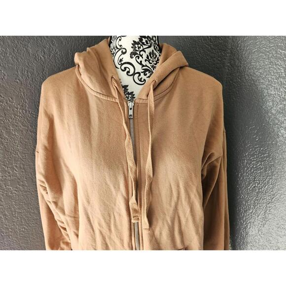 Womens Time And Tru Hooded Sweatshirt Full Zip Up Size Large 12-14 Beige Pockets - Picture 6 of 10
